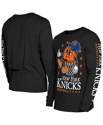New Era Men's Black York Knicks Old School Sport Long Sleeve T-Shirt