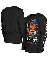 New Era Men's Black York Knicks Old School Sport Long Sleeve T-Shirt
