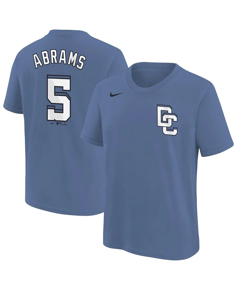 Nike Big Boys and Girls Cj Abrams Blue Washington Nationals Fuse City Connect Name Number T-Shirt