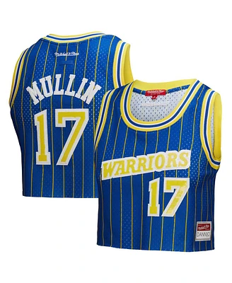 Mitchell & Ness X Dannijo Women's Chris Mullin Royal Golden State Warriors Fashion Cropped Basketball Jersey