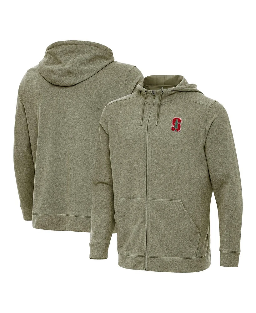 Antigua Men's Heather Olive Stanford Cardinal Effortless Full-Zip Hoodie Jacket