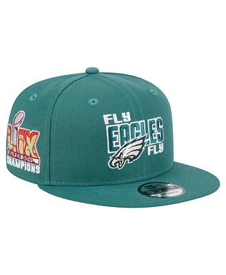 New Era Men's Midnight Green Philadelphia Eagles Super Bowl Lix Champions Side Patch 9FIFTY Snapback Hat