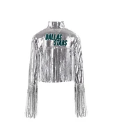 Cuce Women's Silver Dallas Stars Cropped Sequin Fringe Blazer