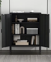 Manhattan Comfort 31.5" Steel Naomi Modern 3-Shelf Accent Cabinet