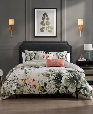 Bebejan Vintage Bloom Bedding 100% Cotton Sateen 5 Piece King Size Reversible Comforter Set