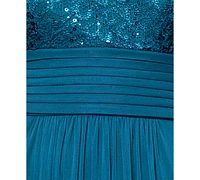 B&A By Betsy and Adam Plus Lace Long Halter Dress