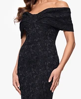 Betsy & Adam Petites Jacquard Knit Off-The-Shoulder Long Dress