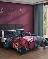 Bebejan Vibrant Flora Bedding 100% Cotton Sateen 5 Piece Queen Size Reversible Comforter Set