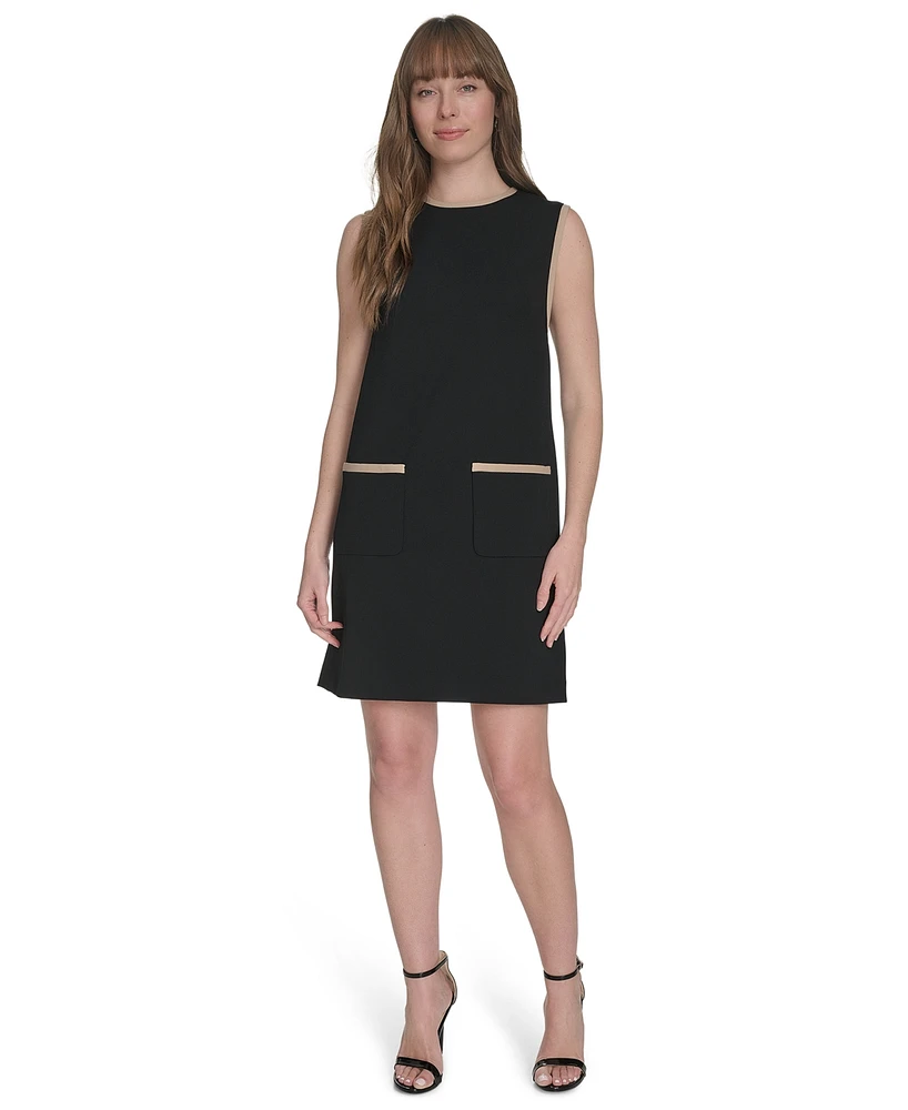 Tommy Hilfiger Petites Sleeveless Colorblocked-Pocket Shift Dress