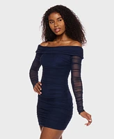 B Darlin Juniors' Off-The-Shoulder Ruched Mini Dress
