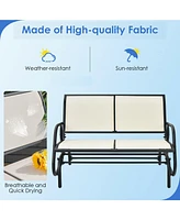 Gymax Patio Swing Glider Bench Loveseat Rocking Chair Backyard Poolside