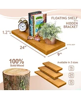 Sorbus 2 Pack 24" Solid Wood Floating Shelves - for Bathroom Decor, Books, Bedroom & Living Room