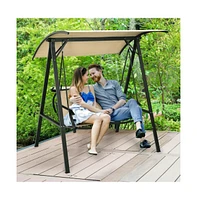 2 Person Patio Swing with Weather Resistant Glider and Adjustable Canopy