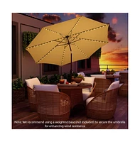 10 Feet Patio Umbrella with 112 Solar Lights and Crank Handle