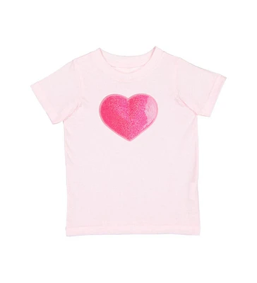 Sweet Wink Toddler Girls Heart Sequin Patch Short Sleeve T-Shirt