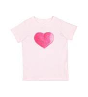 Sweet Wink Toddler Girls Heart Sequin Patch Short Sleeve T-Shirt