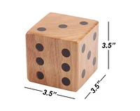 Gse Games & Sports Expert 3.5-Inch Premium Oak Giant Yard Dice Set with Bucket and Yardzee & Farkle Scorecard.