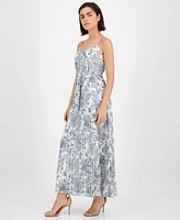 Robbie Bee Women's Printed Scoop-Neck Chiffon Dress