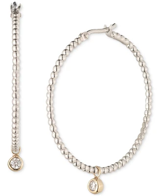 Lauren Ralph Lauren Two-Tone Cubic Zirconia Beaded Hoop Drop Earrings
