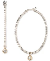 Lauren Ralph Lauren Two-Tone Cubic Zirconia Beaded Hoop Drop Earrings