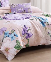 Bebejan Bright Bouquet Bedding 100% Cotton Sateen 5 Piece King Size Reversible Comforter Set