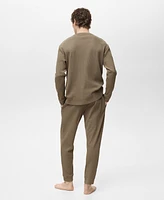 Mango Men's Cotton Check T-Shirt and Pant Pajama Set