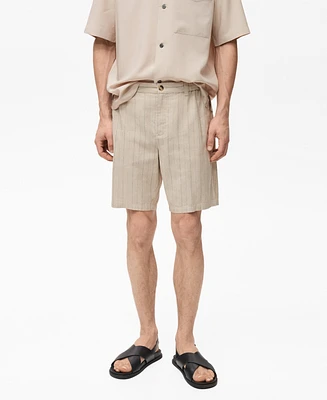 Mango Men's Striped Linen-Blend Bermuda Shorts