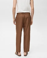 Mango Men's Linen-Blend Elastic Waist Pants