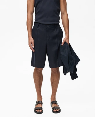 Mango Men's Slim-Fit Linen Bermuda Shorts