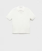 Mango Men's Openwork Knitted Zipper Polo Shirt