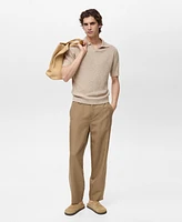 Mango Men's Structured Knit Cotton Polo T-Shirt