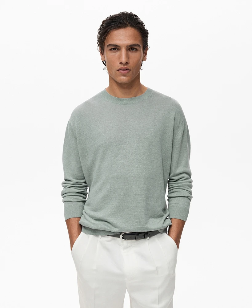 Mango Men's Linen Flowy Sweater