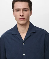Mango Men's Embroidered Bowling Collar Shirt