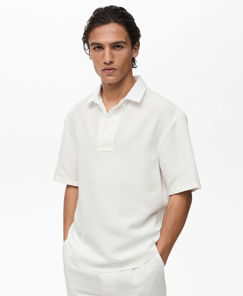 Mango Men's Lyocell Linen Regular-Fit Polo Shirt
