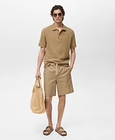 Mango Men's Drawstring Linen Bermuda Shorts