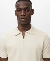 Mango Men's Coolmax Zipper Fine-Knit Polo Shirt