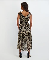 kensie Women's Sleeveless Chiffon A-Line Dress