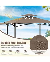 10.5 x 5 Ft Grill Gazebo with Side Awning and Double-Tiered Top