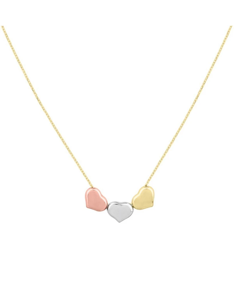 The Lovery Tricolor Triple Heart Necklace 14k Gold