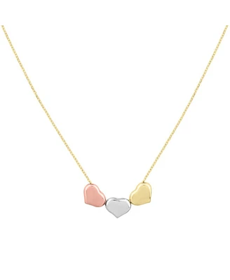 The Lovery Tricolor Triple Heart Necklace 14k Gold