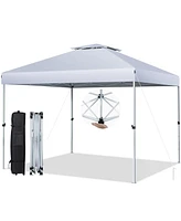 2-Tier 10 x 10 Feet Pop-up Canopy Tent with Wheeled Carry Bag