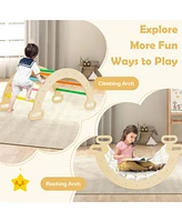 5-in-1 Wooden Kids Climber Toys with Triangle Arch Ramp