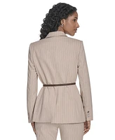 Calvin Klein Women's Belted Pinstripe Jacket