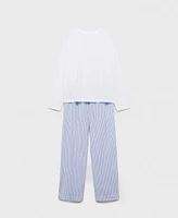 Mango Women's 2-Piece Seersucker Striped Pajamas