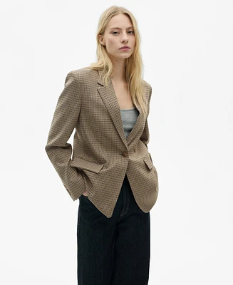 Mango Women's Straight-Fit Micro-Houndstooth Jacket