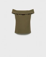 Mango Women's Fitted Off-The-Shoulder Top