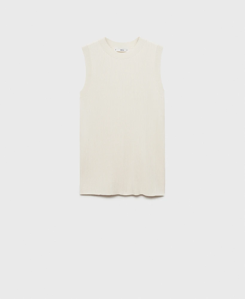 Mango Women's Side Openings Ribbed Top