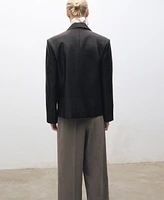 Mango Women's Double-Breasted Leather Jacket