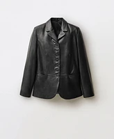 Mango Women's Buttons Leather Jacket