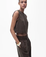 Mango Women's Back Buttons Detail Lyocell Top